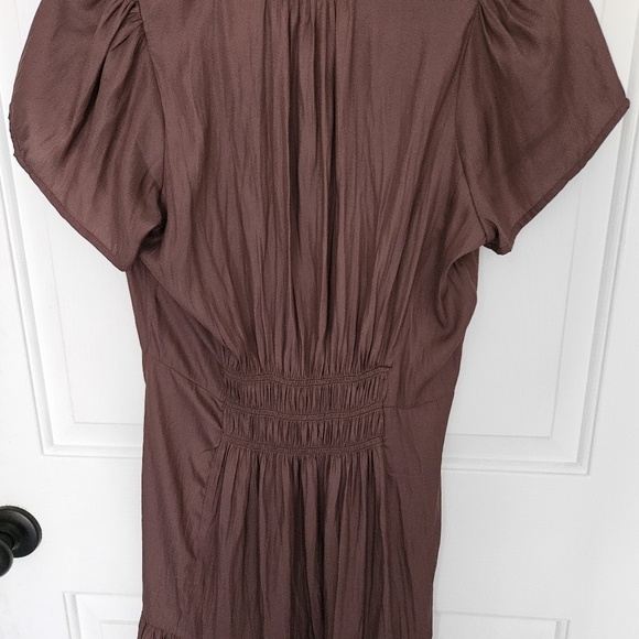 NEW** Grade&Gather Petite Brown Silky Midi Dress...size M - Picture 4 of 6